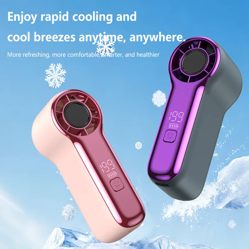 Mini Handheld Turbo Fan USB Rechargeable Portable High Speed Settings Digital Display 1200mAh Outdoor Cooling Breeze Fan 2026