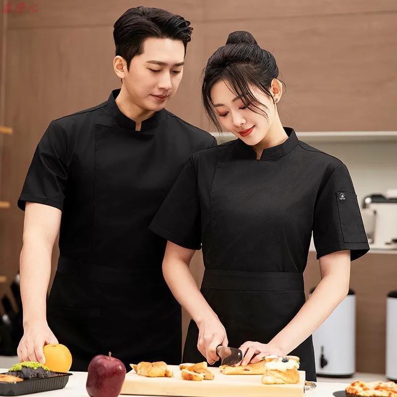

Summer Thin Breathable Mesh Short Sleeve Chef Jacket for Catering Hotel Restaurant Canteen Pastry Baker Workwear Kitchen Clothes