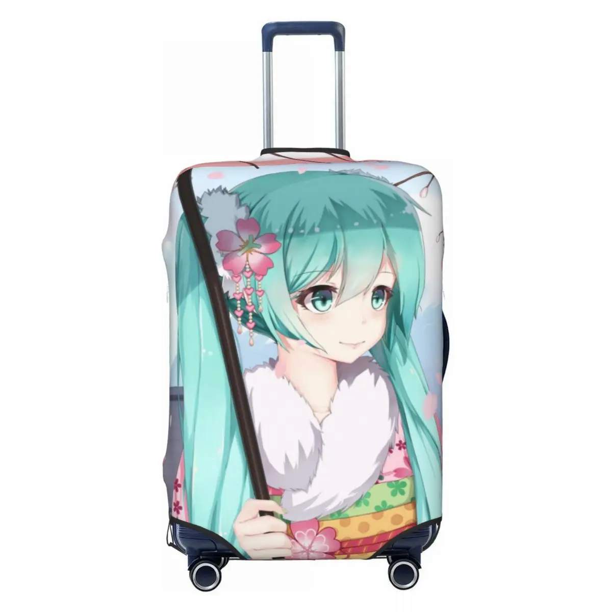 カスタム初音ミク-vocaloid-ロックアニメ荷物カバープロテクター面白い旅行スーツケースカバー-18-32-インチ用