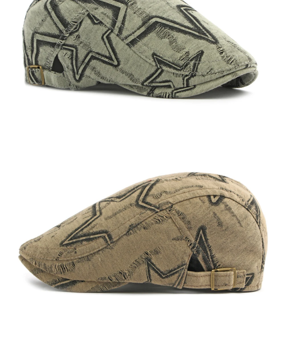 HT5095 Herren- und Damen-Baskenmützen Retro Künstler-Mütze Shabby Stars Ivy Flache Mütze für Männer und Frauen Frühling Sommer Verstellbare Baskenmütze – Detail 8