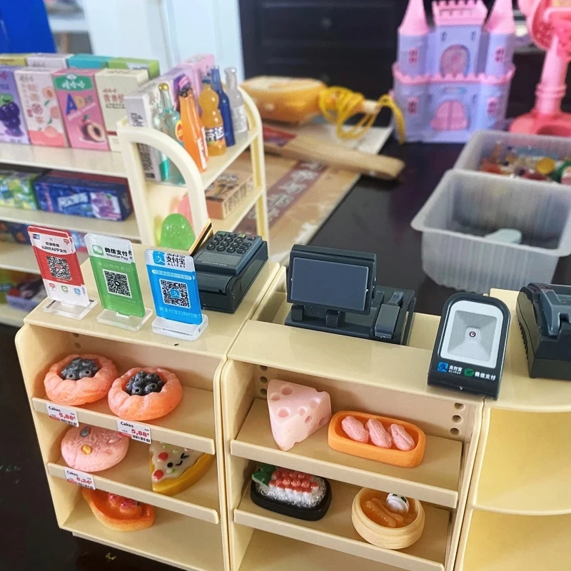 

Children'S Mini Cashier Supermarket Shelves Small Commodity Bottles Miniature Simulation Cash Register Playhouse Toys Kids Gifts