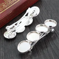 5pcs 12mm with 4 cameo High Quality Bright Silver Plated Copper Material Hairpin Hair Clips Hairpin Base Setting  J6-27