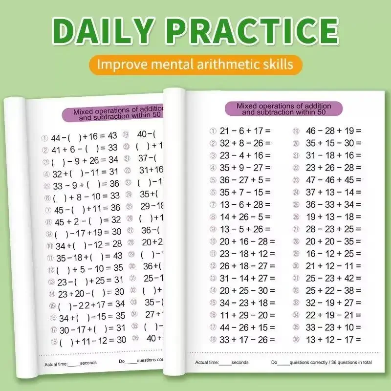

Children Addition and Subtraction Learning Math Preschool Math Exercise Book Within 10-100 Handwriting Practice Notebooks