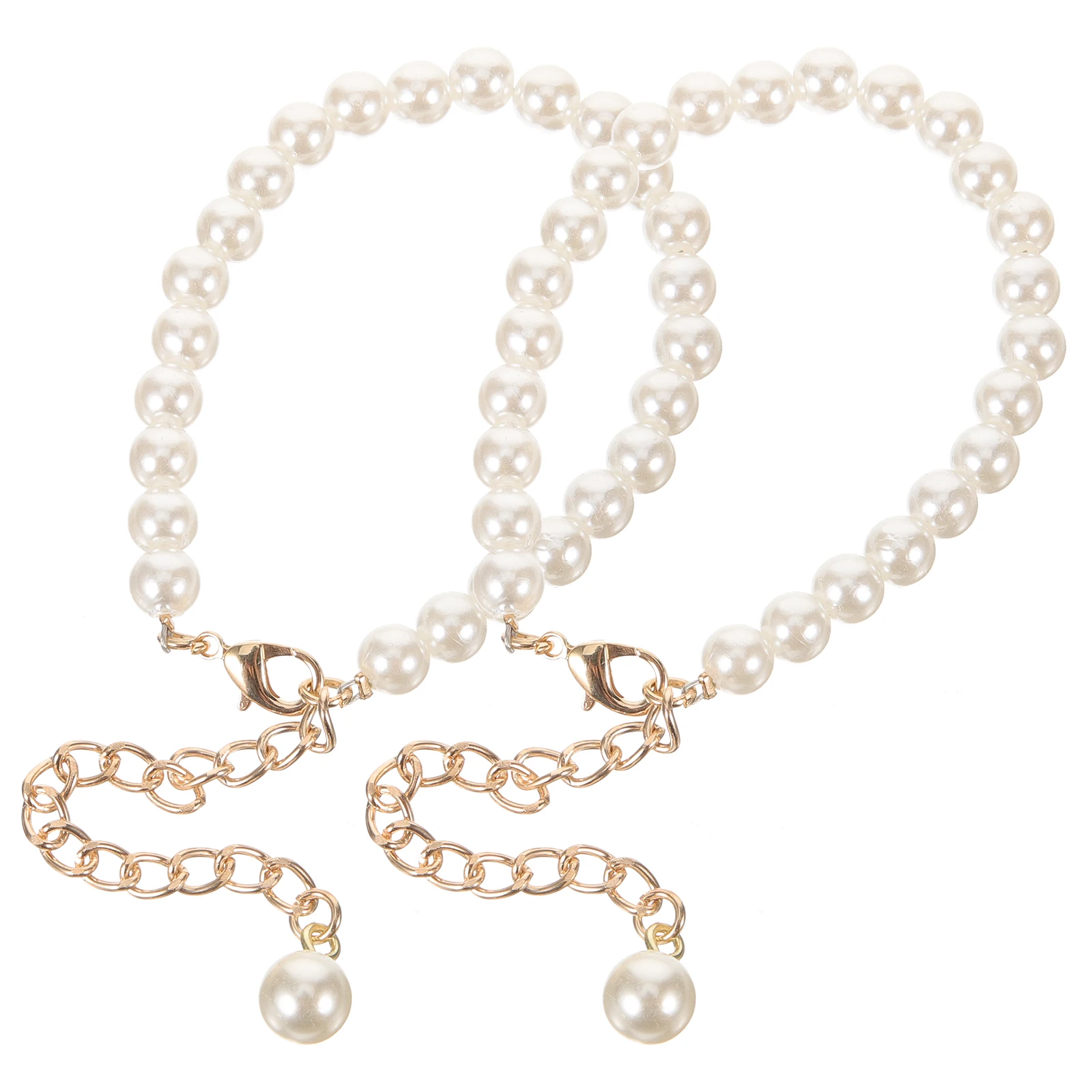

2pcs High Heels Pearl Chains 52cm Detachable Shoe Straps Ankle Decorative Replacement Extendableheel Straps for Women Shoes