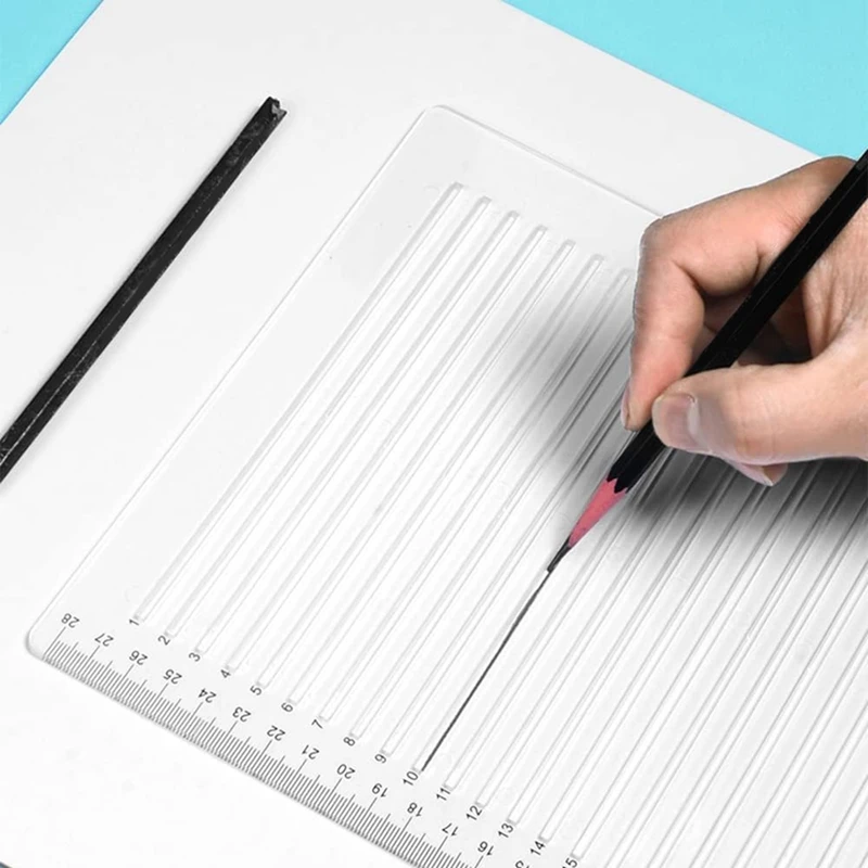 Straight Line Drawing Stencil Template Calligraphy Stencil Measuring Ruler Template Kit For Journaling, Painting White
