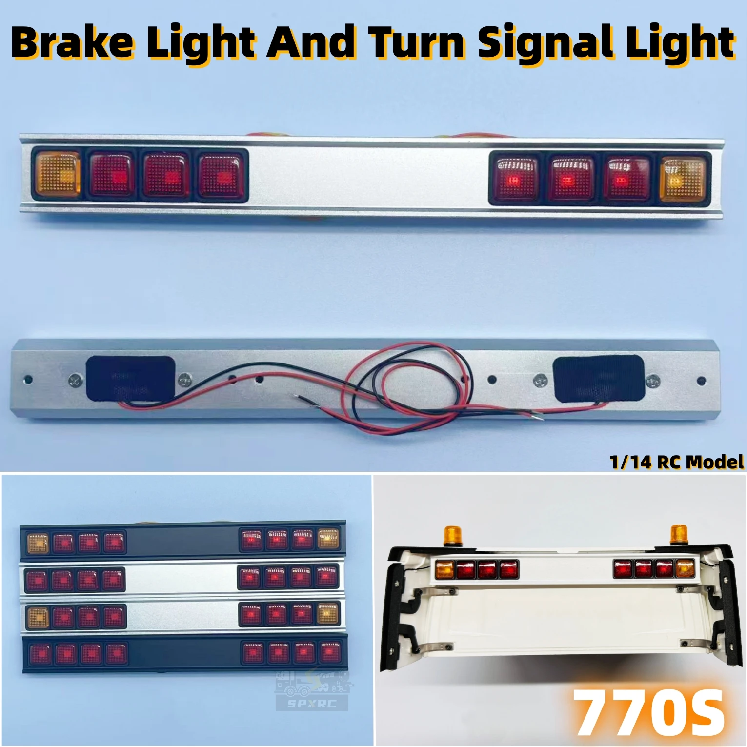 

770S Brake Light Turn Signal Lamp Cab Integrated High-Mounted Lamp Stand For 1/ 14 Tamiya Scania 770S R620 470 Trailer Toy Part