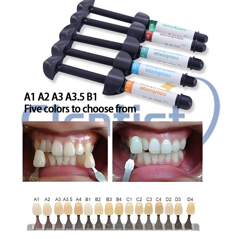 Dental Restoration Syringe Universal Color Shade Dentistry Enamel Material Aesthetics Composite Resin Filling Materials