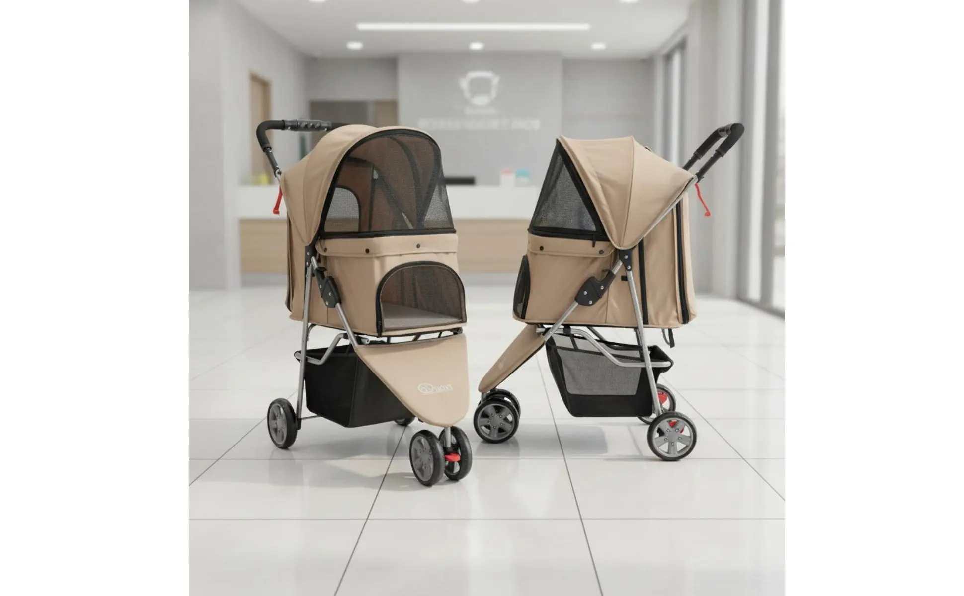 3-Wheel Pet Pet Carriage Foldable Folding Dog Pet Carriage Lightweight Cat Carrier Breathable Mesh Single-Button Fold