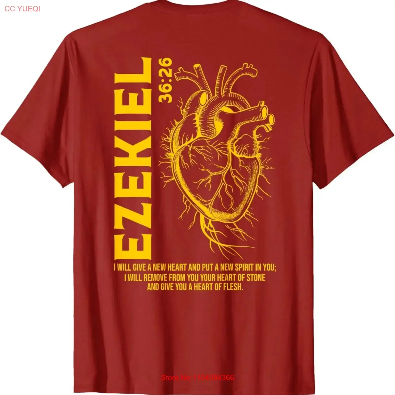 Vintage Ezekiel 36 26 Heart of Flesh Bible Verse Christian On Back T Shirt vintage Washed Versatile graphic