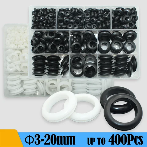 400/90pcs Black Rubber Grommet O Ring Rubber Washer Seals Car Electrical Wir Gasket Assortment Kit for Cylinder Valve Water Pipe