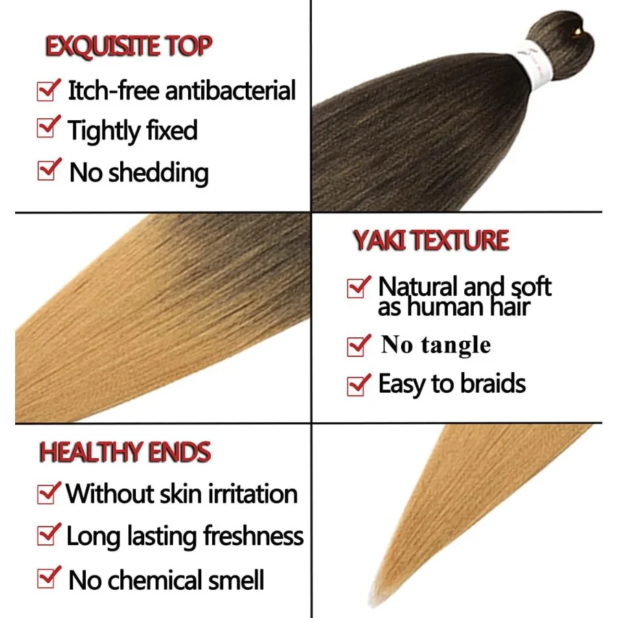 وصلات شعر تجديل مسبقًا، شعر كروشيه احترافي، 32 بوصة، 8 عبوات، إعداد الماء الساخن، بيرم ياكي، اصطناعي H