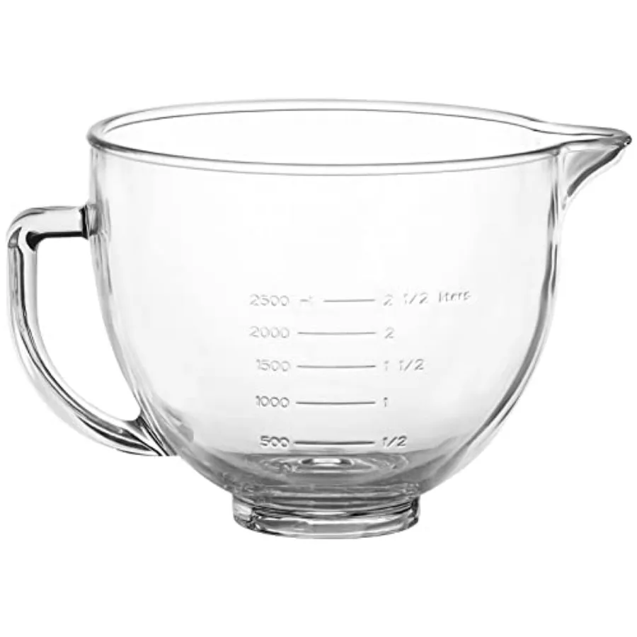 

Стеклянная чаша для смешивания, совместимая с миксерами KitchenAid с наклонной головкой объемом 4,5 и 5 кварт, стеклянная чаша для миксера объемом 5 кварт с ручкой и крышкой