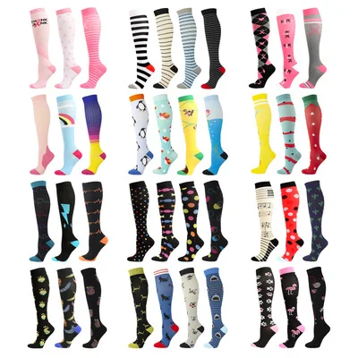 3/10 PCS Random Style Compression Socks 20-30mmhg High Stockings Men Sports Socks For Cycling Varicose Veins Pregnancy Nursing