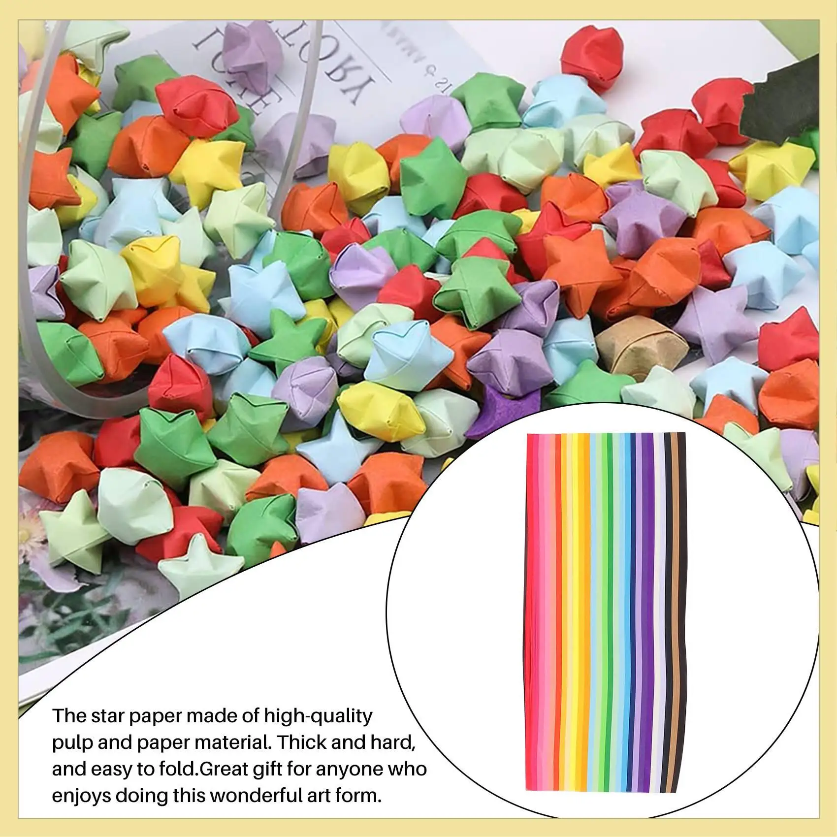 TTKK-2060 Blatt Star Origami-Papier, 27er-Sortiment, farbige Papierstreifen, doppelseitige Origami-Dekorationspapierstreifen in einfarbiger Farbe
