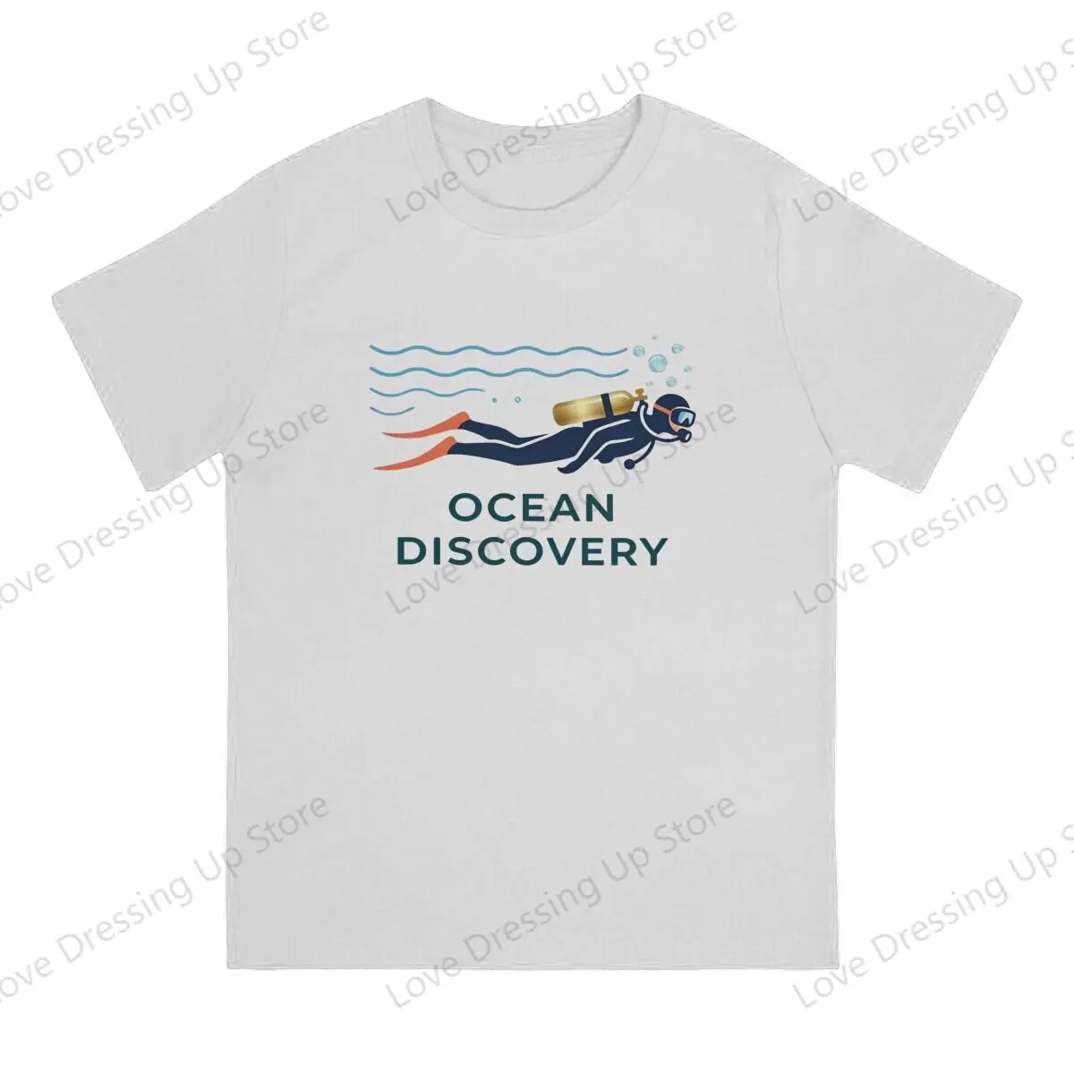 Ocean Discovery Large printed cotton men's Tshirt Short Sleeve Tshirts Love Scuba Dive Hipster Tops
