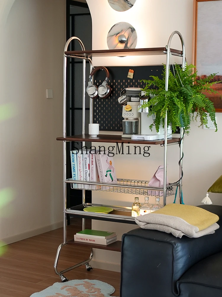 CL  medieval trolley sofa side solid wood storage frame hole board movable bedside dining side cabinet