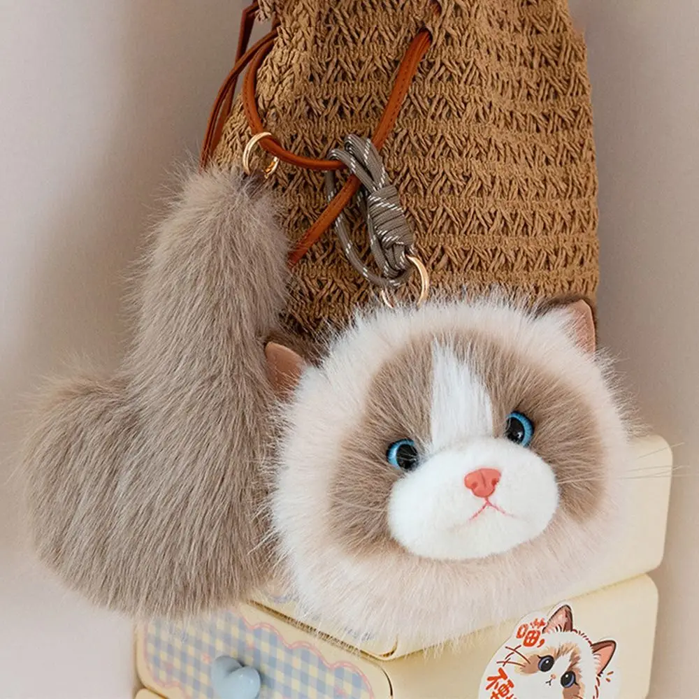 Cute Soft Cat Coin Purse Long Tail Big Head Coin Purse Lifelike Bag Decoration Birthday