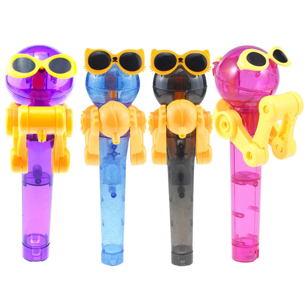 

4Pcs Novelty Lollipop Robot Holder Creative Kids Party Favor Cartoon Robot Candy Box Relax Fun Gift Eat Lollipop Toy