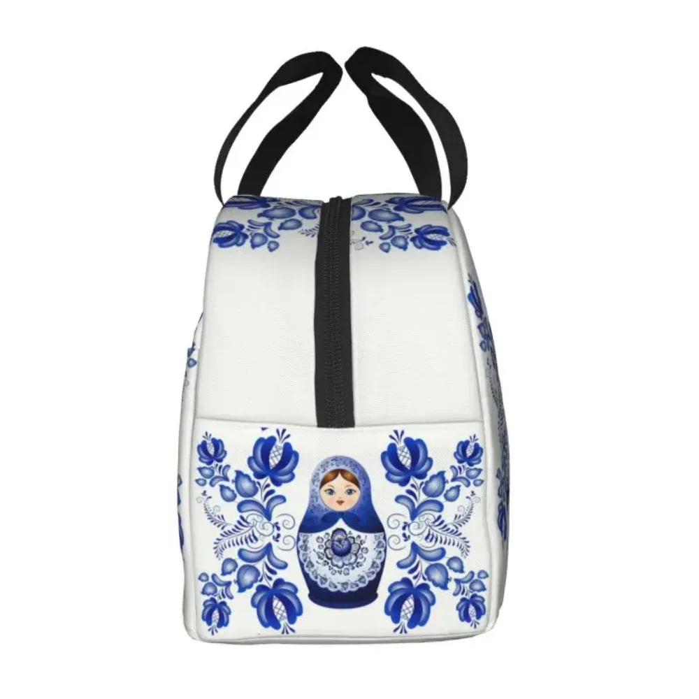 Boneka Matryoshka Rusia tas Tote makan siang terisolasi untuk wanita seni rakyat Rusia pendingin portabel kotak Bento termal anak-anak sekolah anak-anak