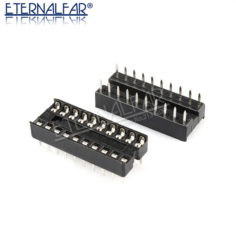 Hzy IC Sockets 20 pin 10PCS 2.54mm  Through Hole Stamped pin Open Frame IC Dip Socket,Pitch Through Hole Dip Socket Connectors