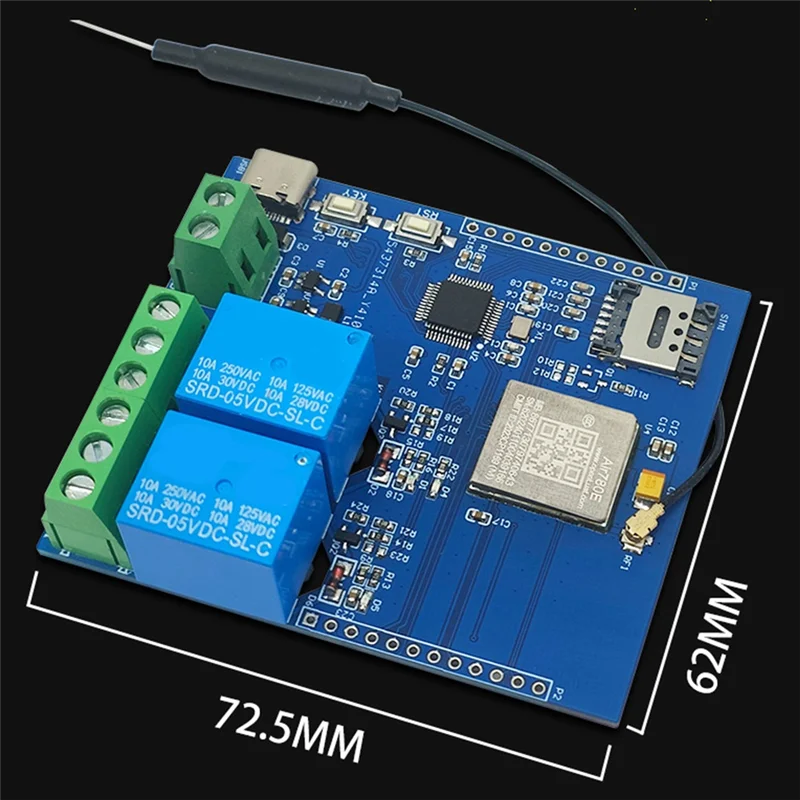 A98Z DC 5V STM32 4G Vernetzte Dual-Wege-Relais-Relais-Entwicklungsplatine Onboard AIR780E Modul I/O-Port STM32-Entwicklungsplatine