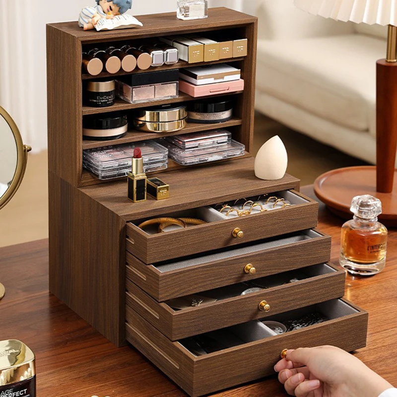 

For Wooden Jewelry Storage Box Necklace Earring Storage Box Bracelet Dresser Makeup Organizer Case Large-capacity Jewelry Cabine