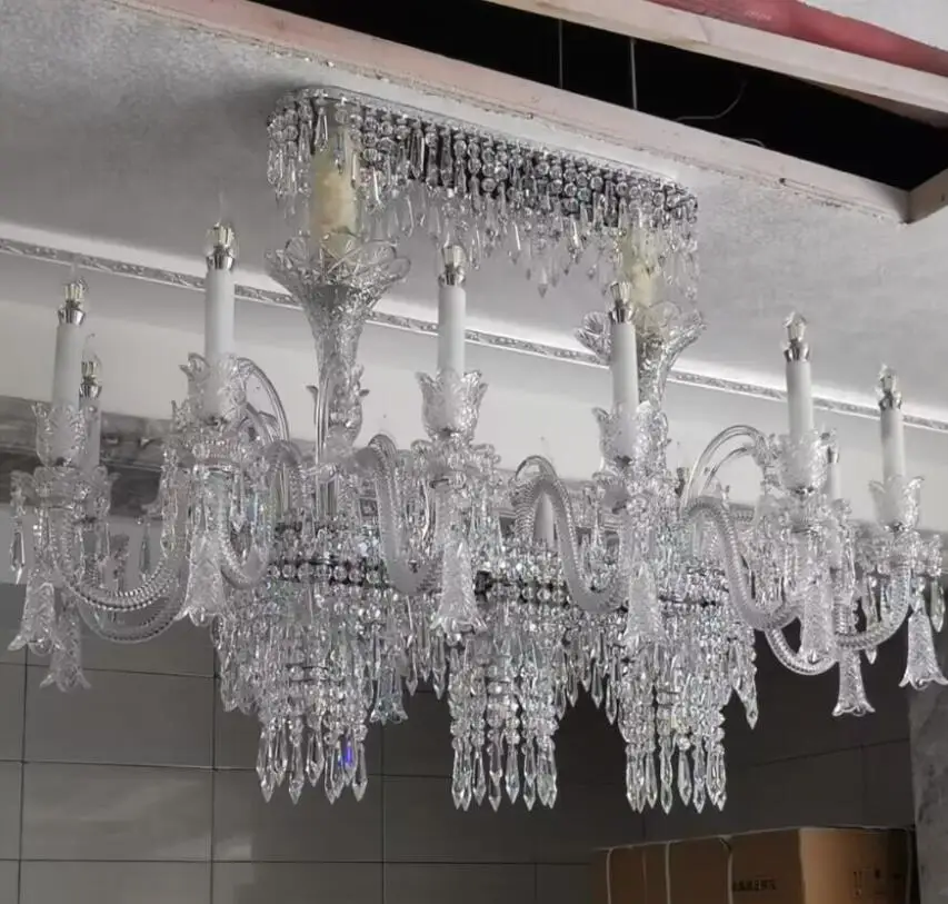 Moderner Kristall-Kronleuchter, L110 cm, B60 cm, Kerzenkristall-Lichter für Wohnzimmer, Foyer, Schlafzimmer, dekorative Hängelampe, Decken-Kronleuchter