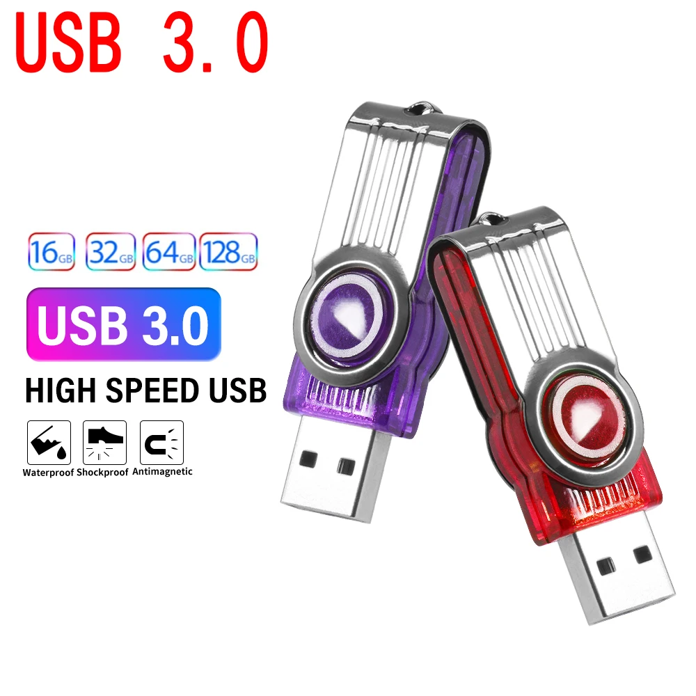 

JASTER USB Flash Drive 3.0 colour plastic pendrive With keychain Rotatable Memory stick 4GB 8GB 16GB 32GB 64GB 128GB Pen drive