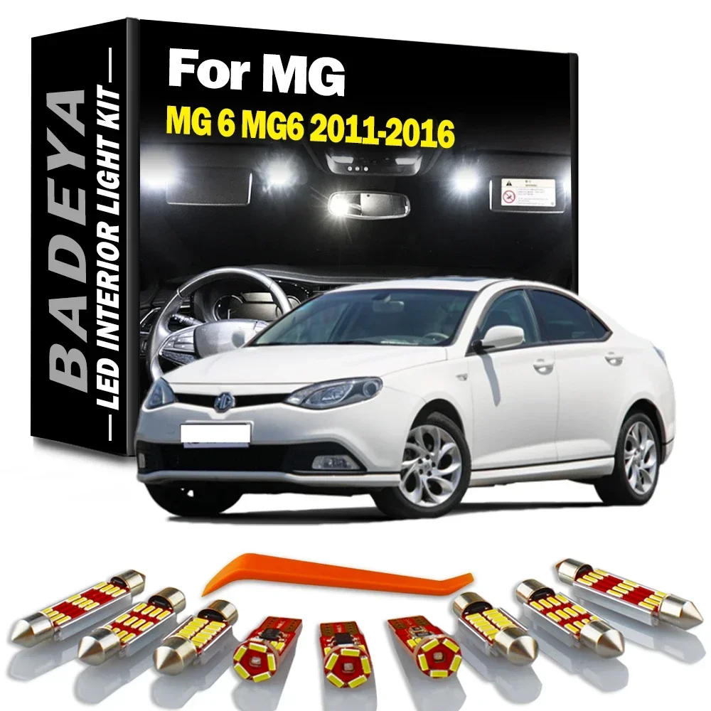 BADEYA 12Pcs Canbus Indoor LED Bulbs For MG 6 MG6 2011 2012 2013 2014 2015 2016 Interior Map Dome Trunk Number Plate Light Kit