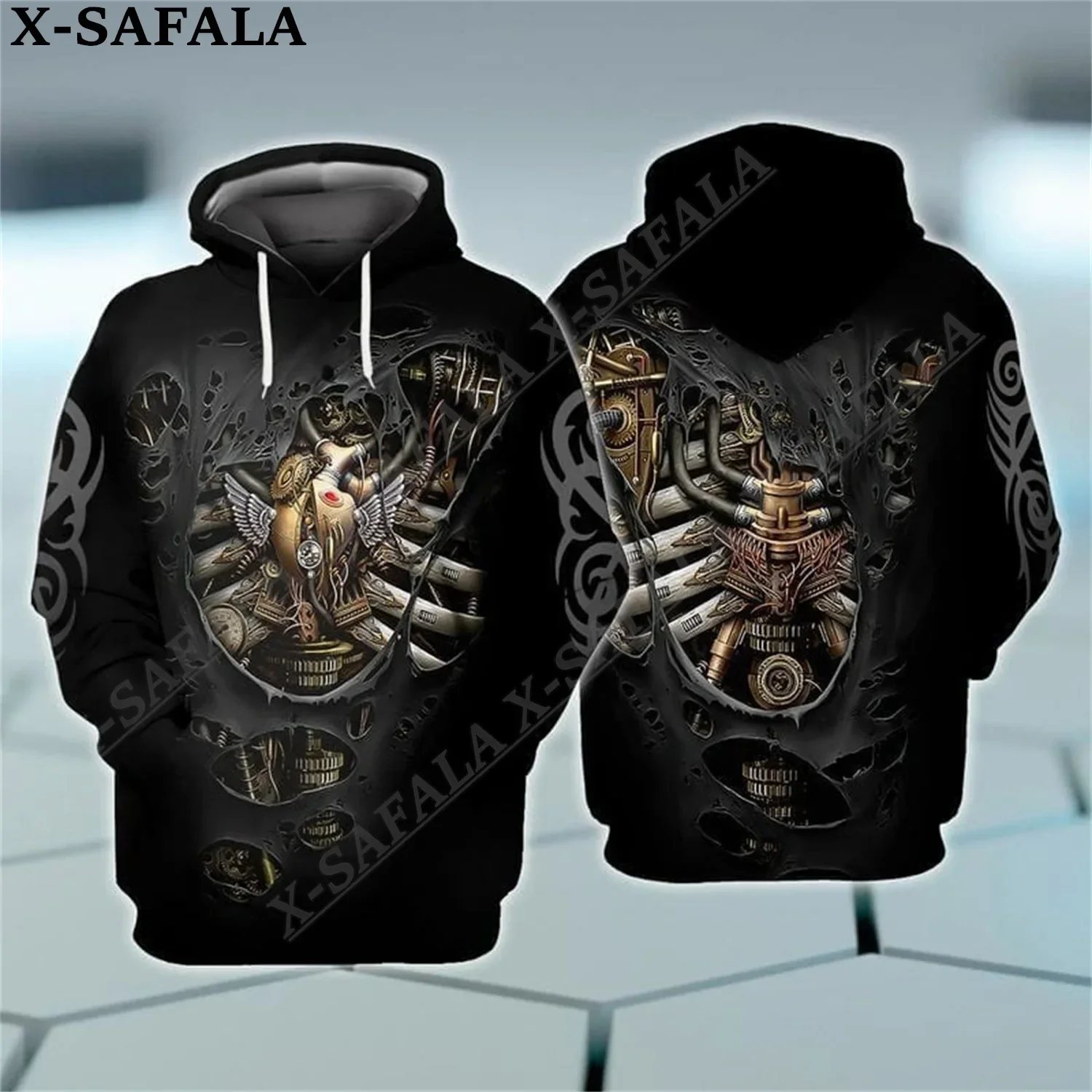 

Mechanical Heart Skeleton Gear 3D Full Print Mens hoodies Streetwear Fashion Hoodie Unisex Sweatshirt Casual Outwear Shirt