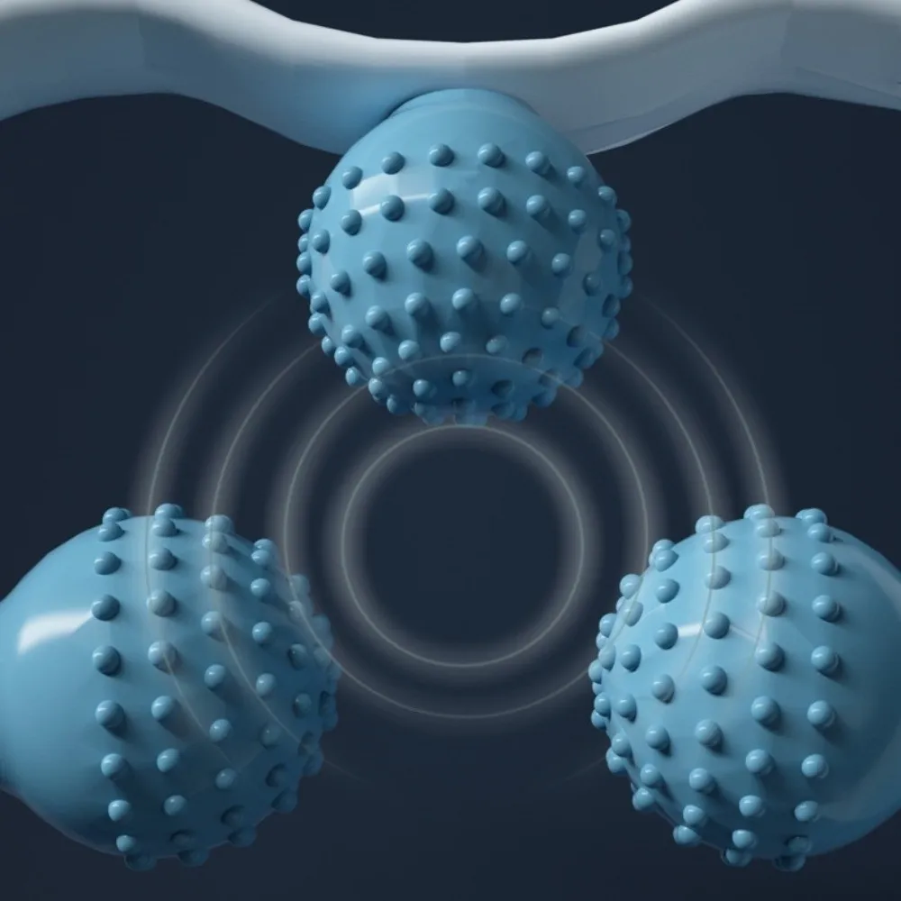 

Vibration Cervical Massage Instrument Three-level Adjustment Extended Handle Neck Massager Roller Ergonomic Triple Balls