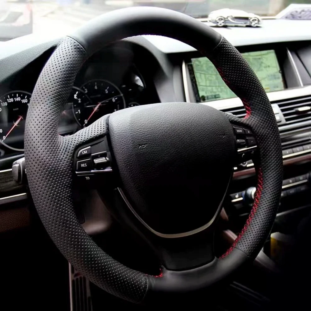 

Car Steering Wheel Cover Anti-Slip Artificial Leather Braid Hand Sewing For BMW X5 E70 2006-2013 X6 E71 2008-2014 E72