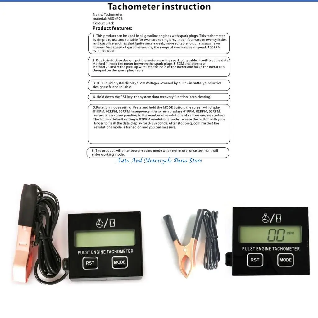 P9FD Tachometer for 2 4 Small Engine Digital Hour Meter Inductive Hour Meter for Chainsaw Waterproof Tachometer