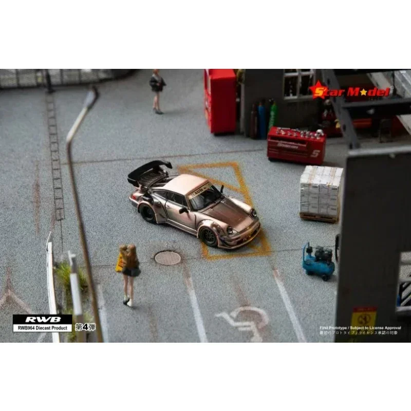 1:64 STAR RWB 964 GT Raw Copper Titanium Diecast Diorama Car Model Collection Miniature Toys