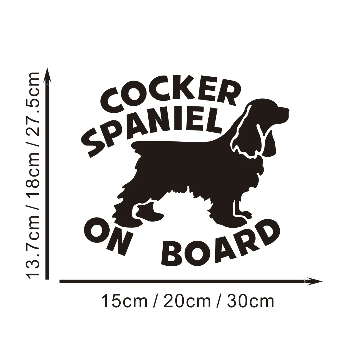 Calcomanía linda para coche Cocker Spaniel - Etiqueta engomada del protector solar del perro de dibujos animados |   Vinilo impermeable negro/plateado