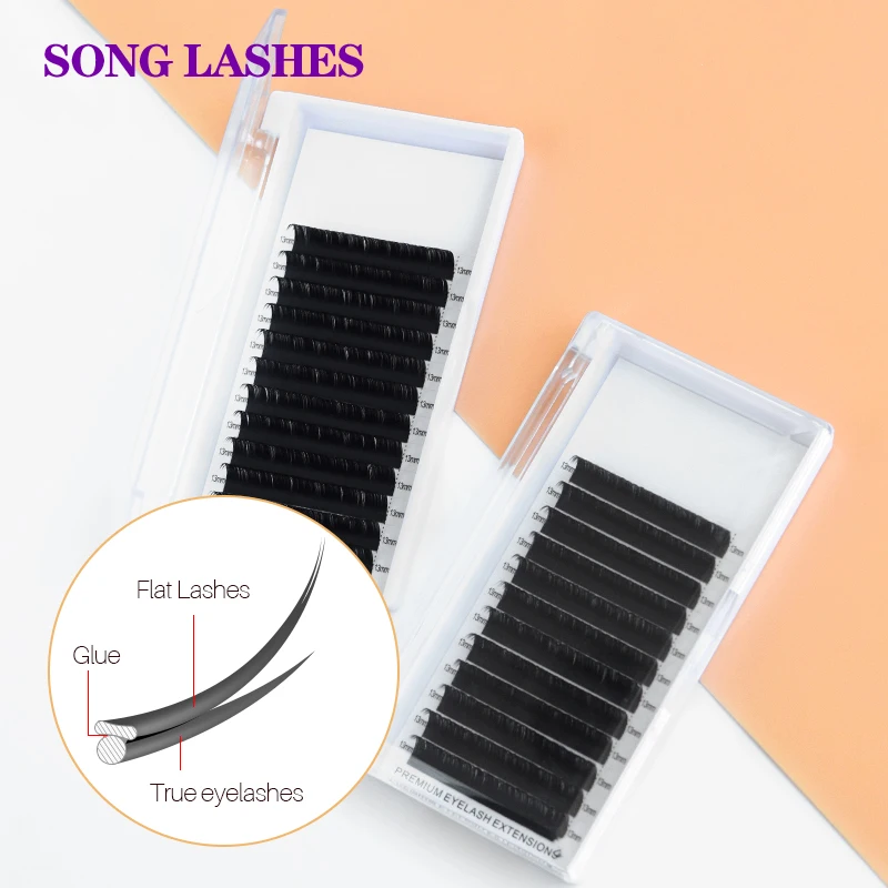 Song Lashes 12 Rows Double Tips Flat Lashes Individual Eyelash Extensions0.15/0.20 mm Thickness C/ CC/D Curls Makeup Supplies