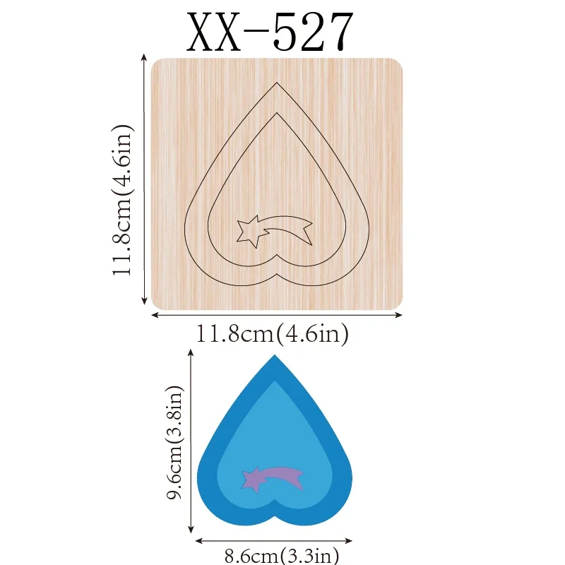 Super Attractive Wooden Cutting Dies Set with Multiple Sizes - Hearts Ice Cream Shapes Compatible with Most Machines