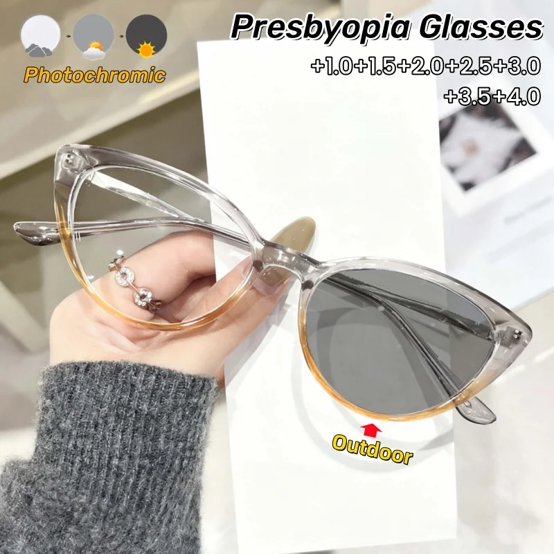 

High-quality Cat-eye Photochromic Reading Glasses Are Fashionable and Trendy, with Blue Light Protection Eyeglasses 0 To +4.0
