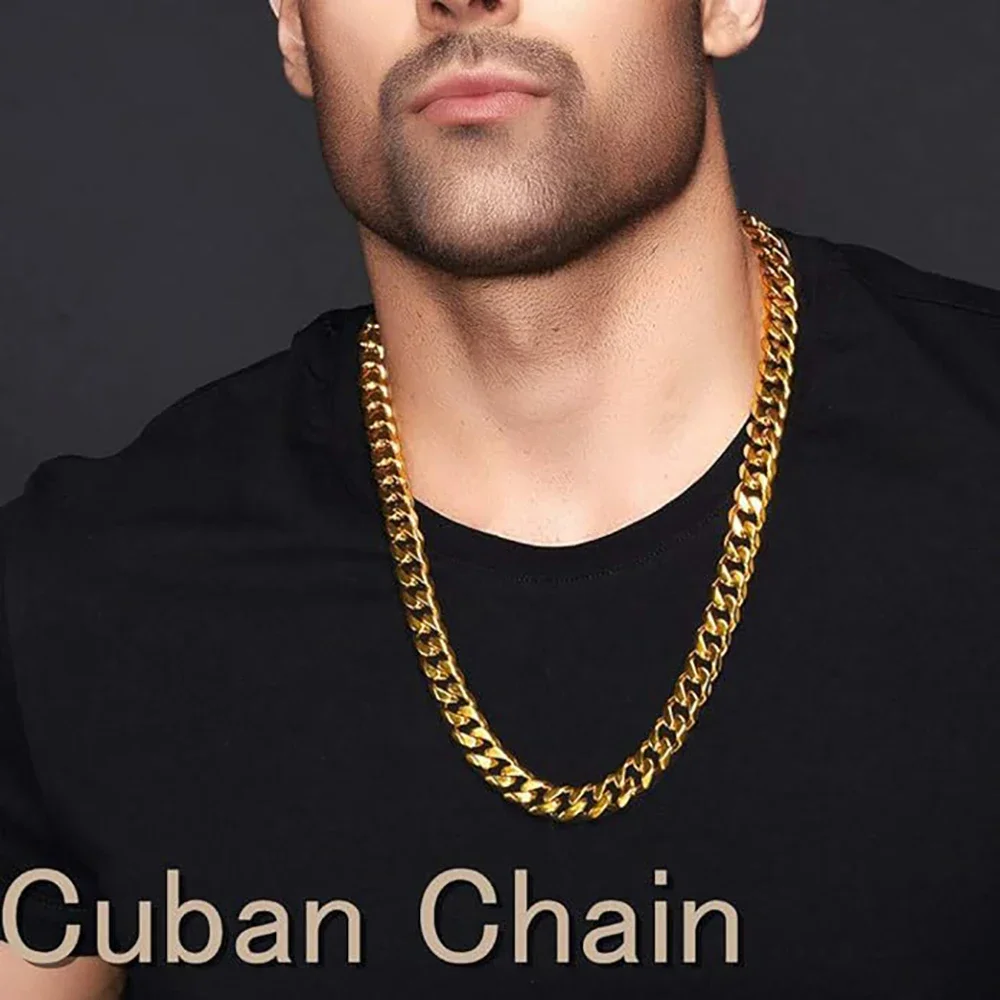 3.5-7 مللي متر الفولاذ المقاوم للصدأ الكوبية سلسلة القلائد للرجال النساء الذهب اللون كبح ربط سلسلة الشرير مجوهرات الأزياء اكسسوارات 45-70 سنتيمتر