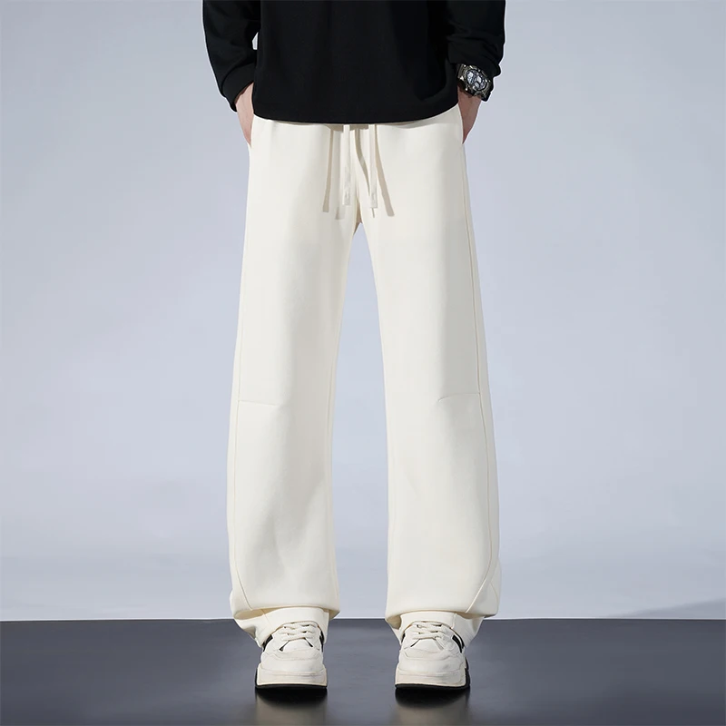 

Men High Stretch Stylish Fleece-lined Warm Sports Pants Running Trousers Casual Solid Color Comfortable High-quality Fabric