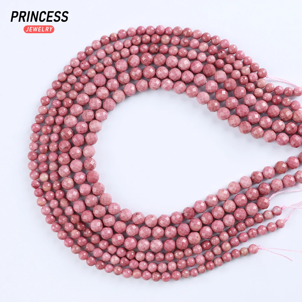 A++ Natural Red Rhodonite Faceted Round Beads for Jewelry Making Bracelet Necklace DIY Accessories 4 6 8 10mm Wholesale