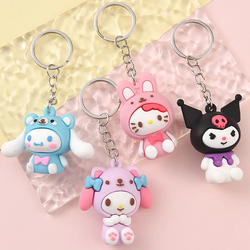 

Kawaii Anime Doll Keychain Cute Cartoon Hello Kitty Melody Kuromi Cinnamoroll Keyring Lovely Bag Pendant Decoration