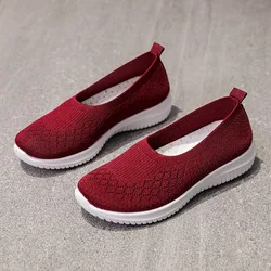 Women Mesh Flat Shoes Autumn New Fashion Soft Sole Large Size 40 Casual Mesh Sports Breathable Vulcanized Women Low Heels