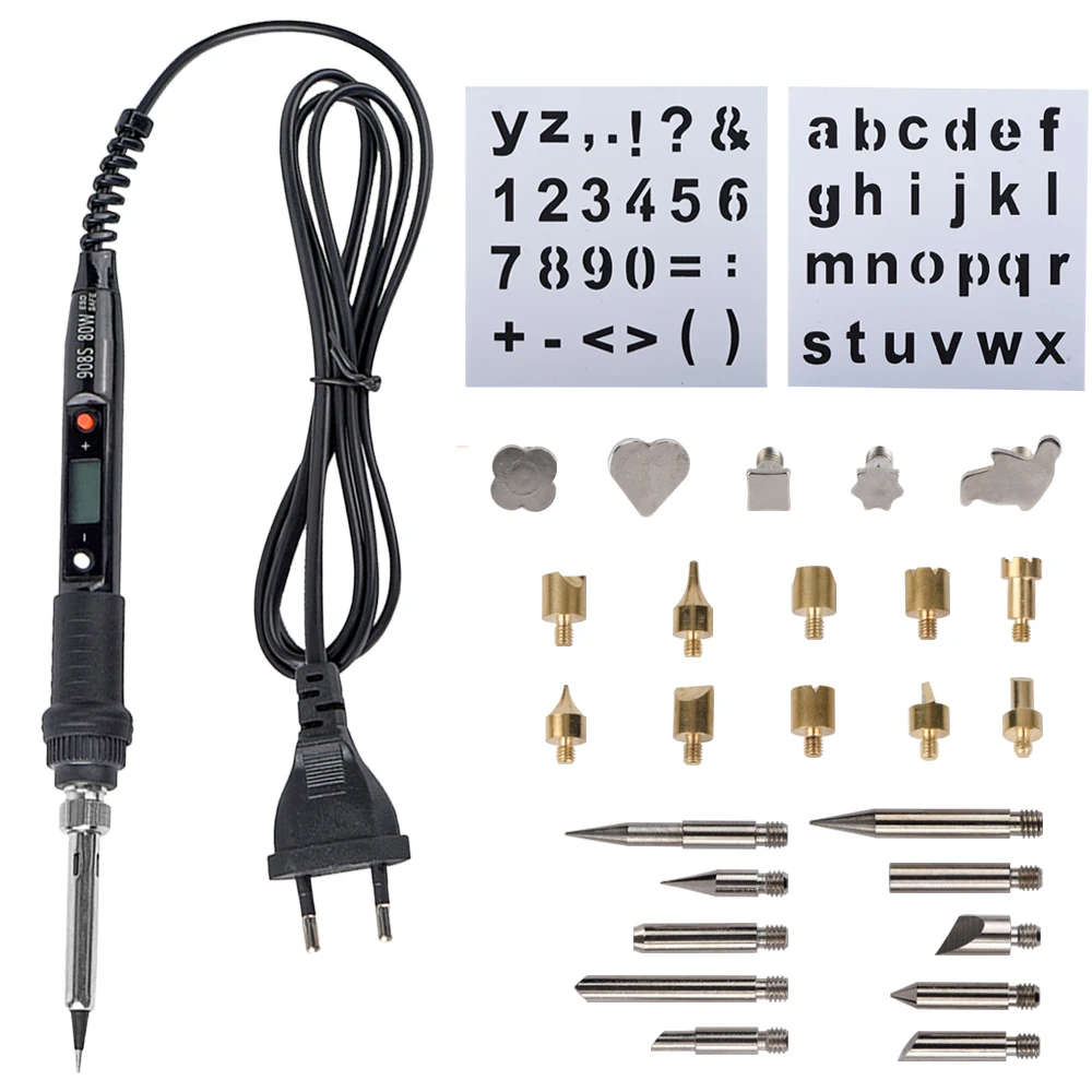 JCD 80W pióro do grawerowania lutownica elektryczna zestaw do wypalania drewna przerzucanie słów tłoczenie narzędzie do pirografii Craft 28 szt. zestaw TIPów 908S