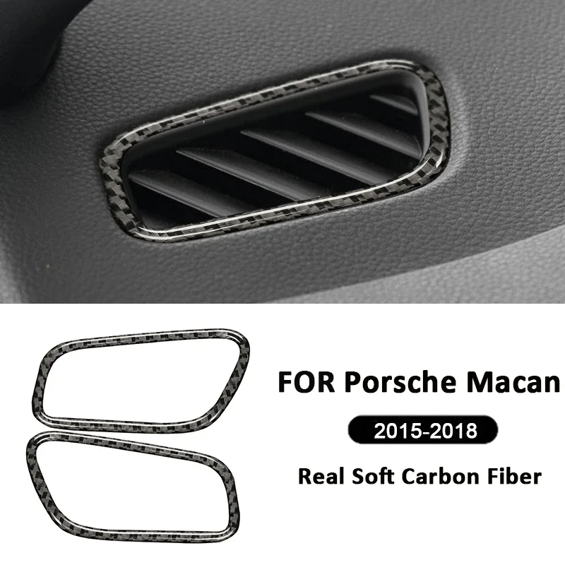 

For Porsche Macan 2015-2018 Carbon Fiber Car Instrument Panel Left Right Air Outlet Vent Trim Frame Interior Decoration Sticker