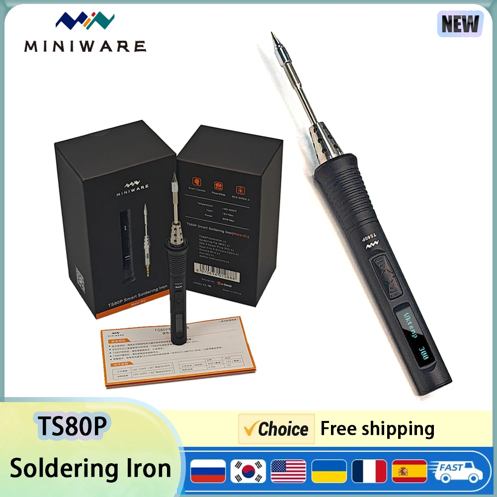 TS80P Smart Soldering Iron OLED Screen full body CNC Aluminum alloy casing TS80 Upgrade version With TS-B02 Audio tips tools