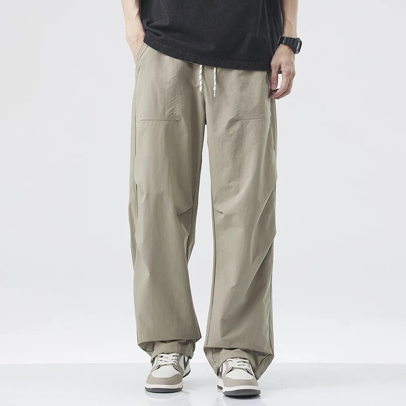 

Мужские повседневные брюки American Sle: модные, однотонные, свободные, прямые, широкие, в стиле «солдат», длинные, тонкие