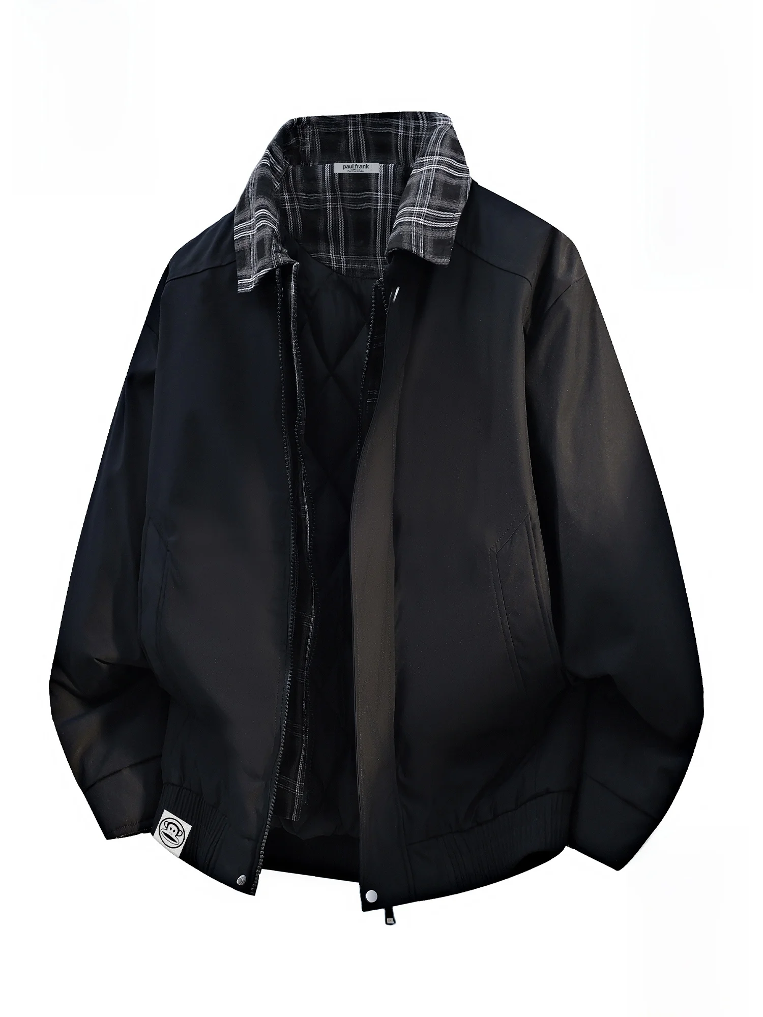 

Мужская хлопковая куртка Paul Frank Monkey свободного кроя с клетчатым воротником и вставками, зимняя теплая верхняя одежда, молодежная модная куртка на молнии.