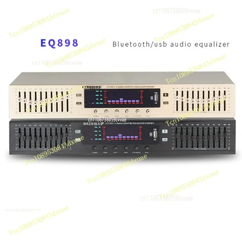 EQ-898BT HIFI Digital HD Stereo Preamplifier Equalizer Built-In USB Bluetooth Home Stage Equalizer Dual 10 Segments 220V