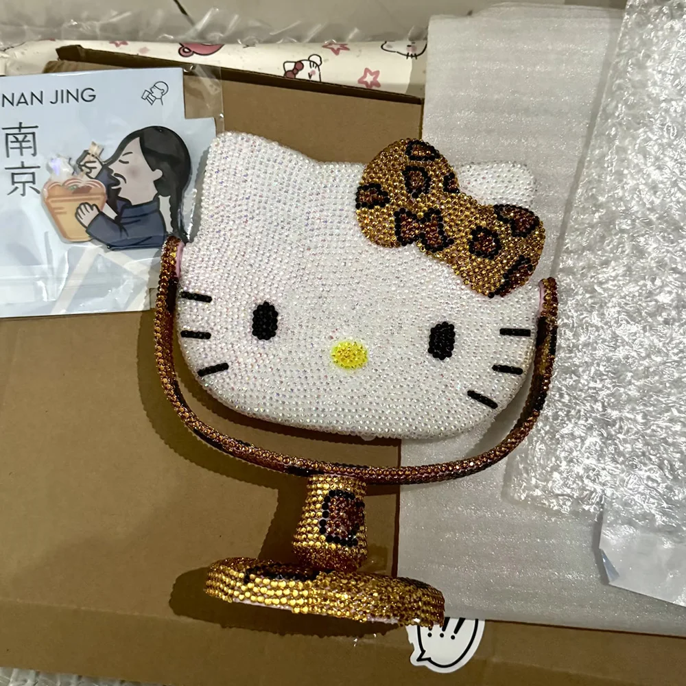 Hello Kitty Kawaii Crystal Mirror Shiny Rhinestones Handheld Mirror Girl Birthday Gift Living Room DecorationNJMK890 view 5